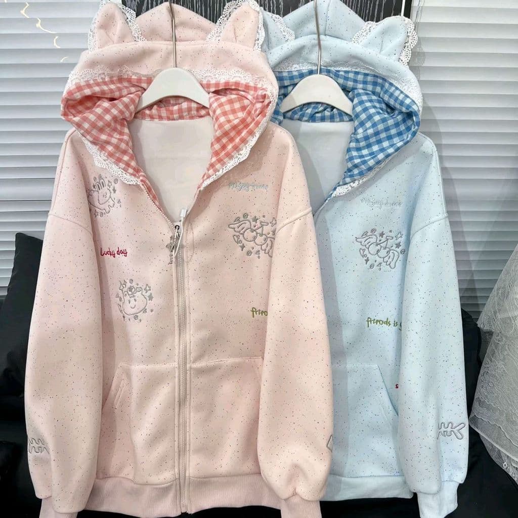 Estilo coreano doce colorido pontos rendas guarnição moletom com capuz jaqueta feminina primavera novo estilo solto dos