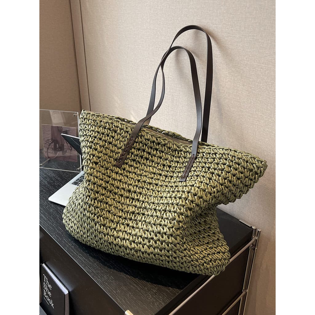 bolsa transversal feminino bolsa feminina Bolsa feminina textura Premium primavera verão bolsa de ombro de palha