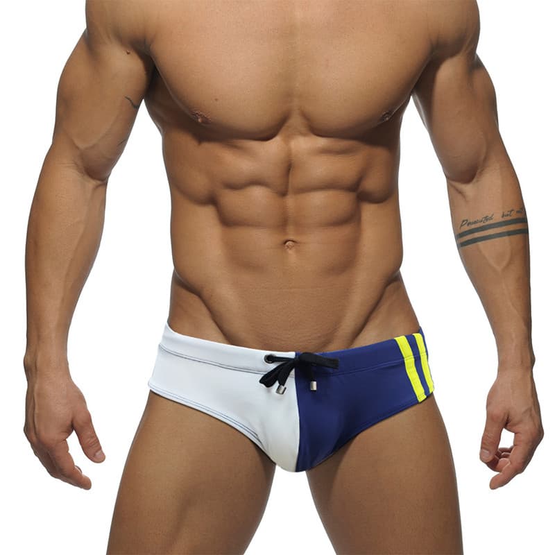 UXH Cuecas masculinas combinando com cores estilo simples modelo calças de competição tecido de poliéster elástico pisci