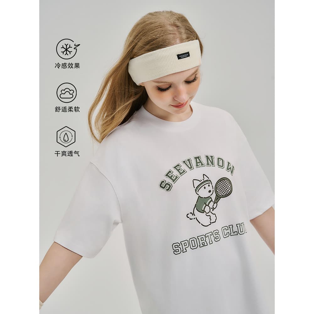 SeevaNow tênis dos desenhos animados filhote de cachorro cidade esportes camiseta de manga curta 2025 novo branco mascul