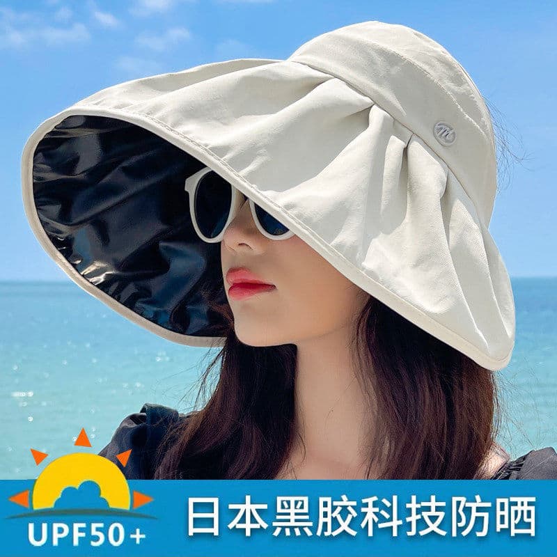 Chapéu de sol feminino de verão Anti-ultravioleta vazio superior protetor solar chapéu de sol capa rosto balde chapéu de