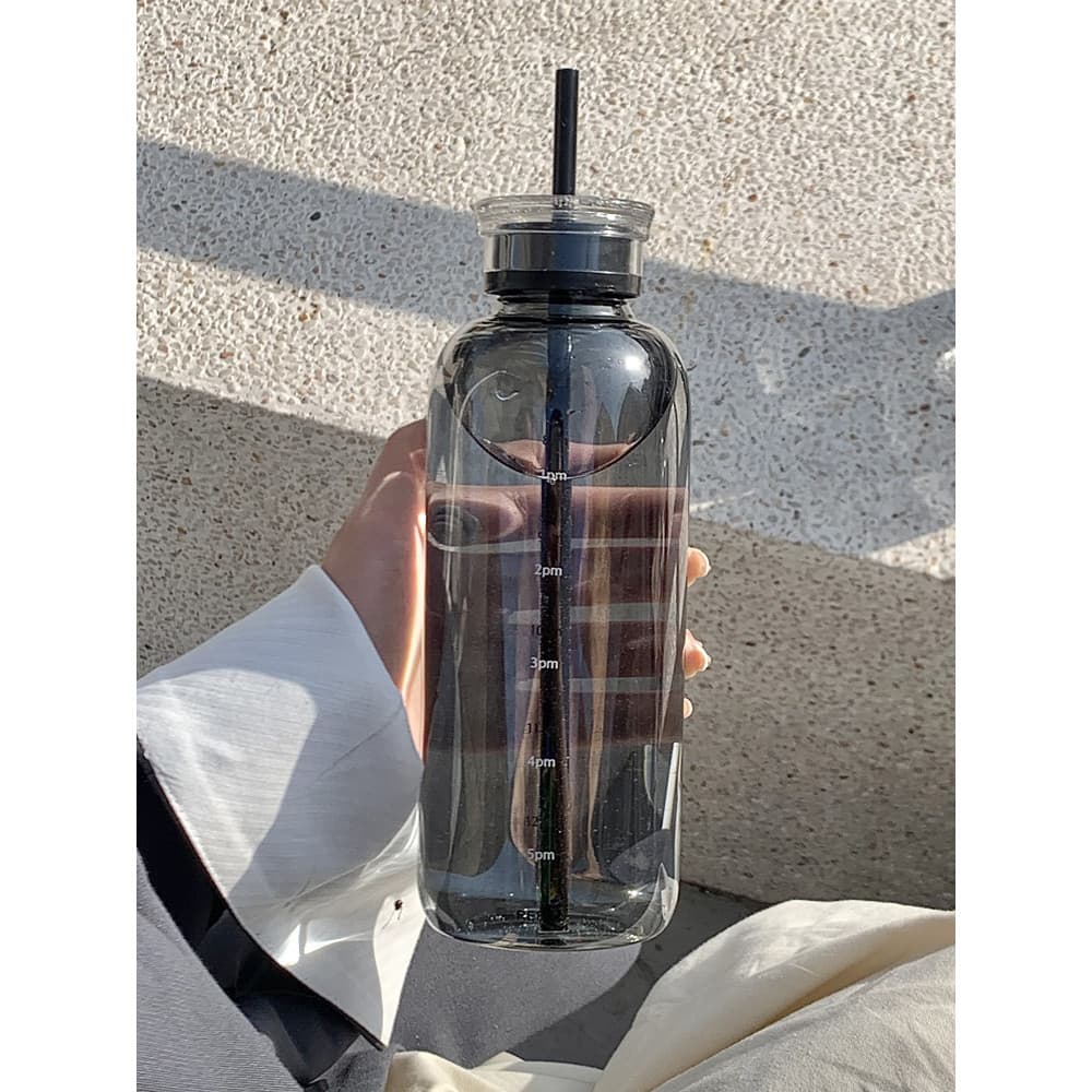 Copo de palha de estudante feminino de vidro resistente ao calor de grande capacidade novo estilo influenciador copo de