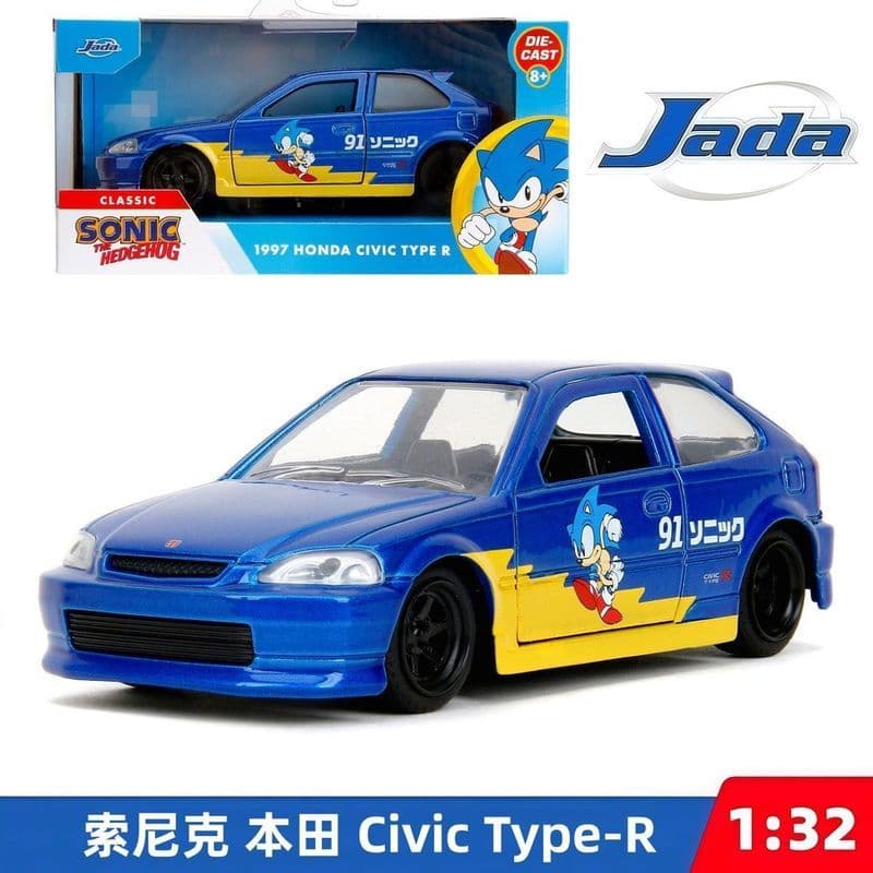 Jada Sonic Honda Civic Type-R Alloy Car Model Anime Merchandise Colecionáveis 1: 32