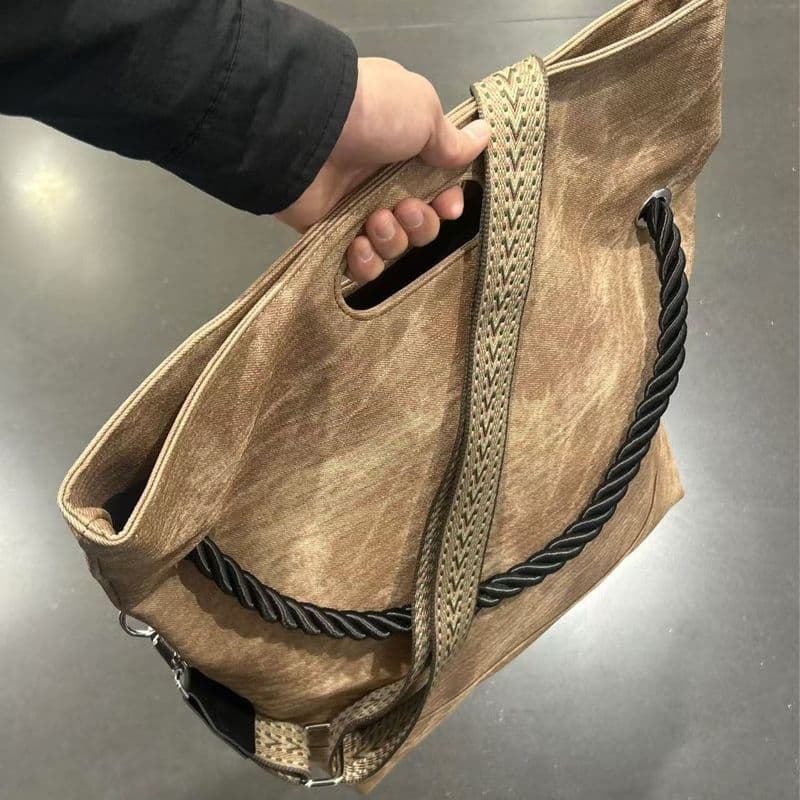 Jiang Heng Guibao's Treasure Feeling Versão Coreana Estilo Preguiçoso Couro Macio Grande Capacidade Commuter Estilo Ocid