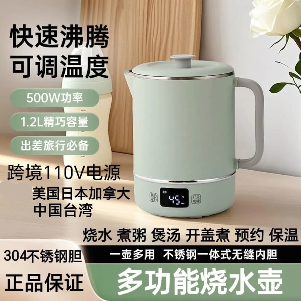 Chaleira elétrica portátil transfronteiriça 110V, chaleira elétrica para saúde, China, Taiwan, estados unidos, japão, ca