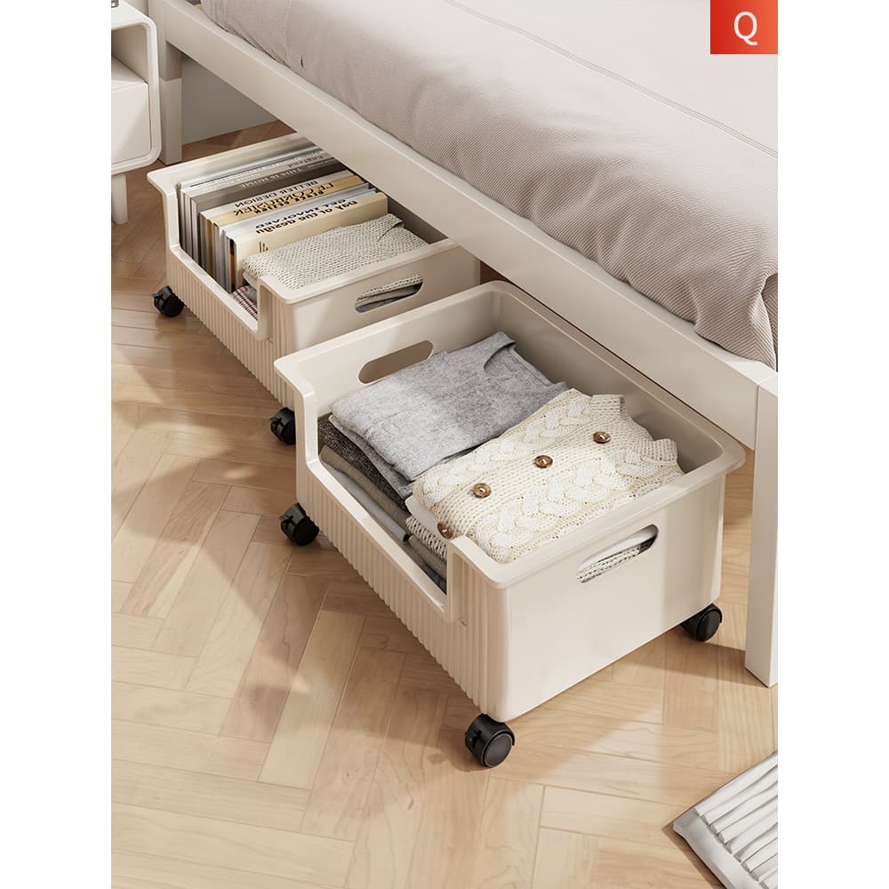 Caixa de armazenamento de cama dormitório estudantil com rodas roupas calças caixa de armazenamento doméstico sob a cama