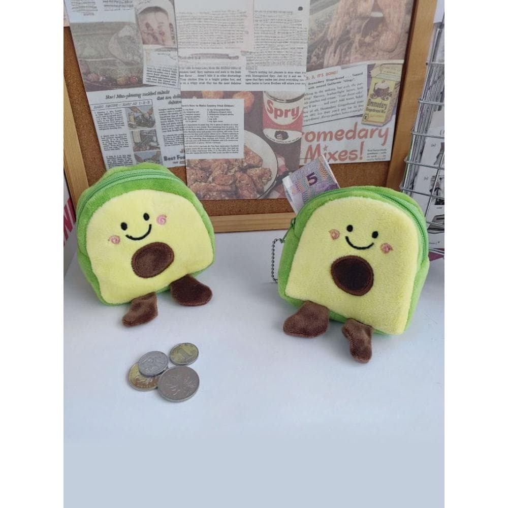 Bonito abacate fruta mochila forma de pelúcia moeda bolsa menina armazenamento pequenos objetos prático menina coração M