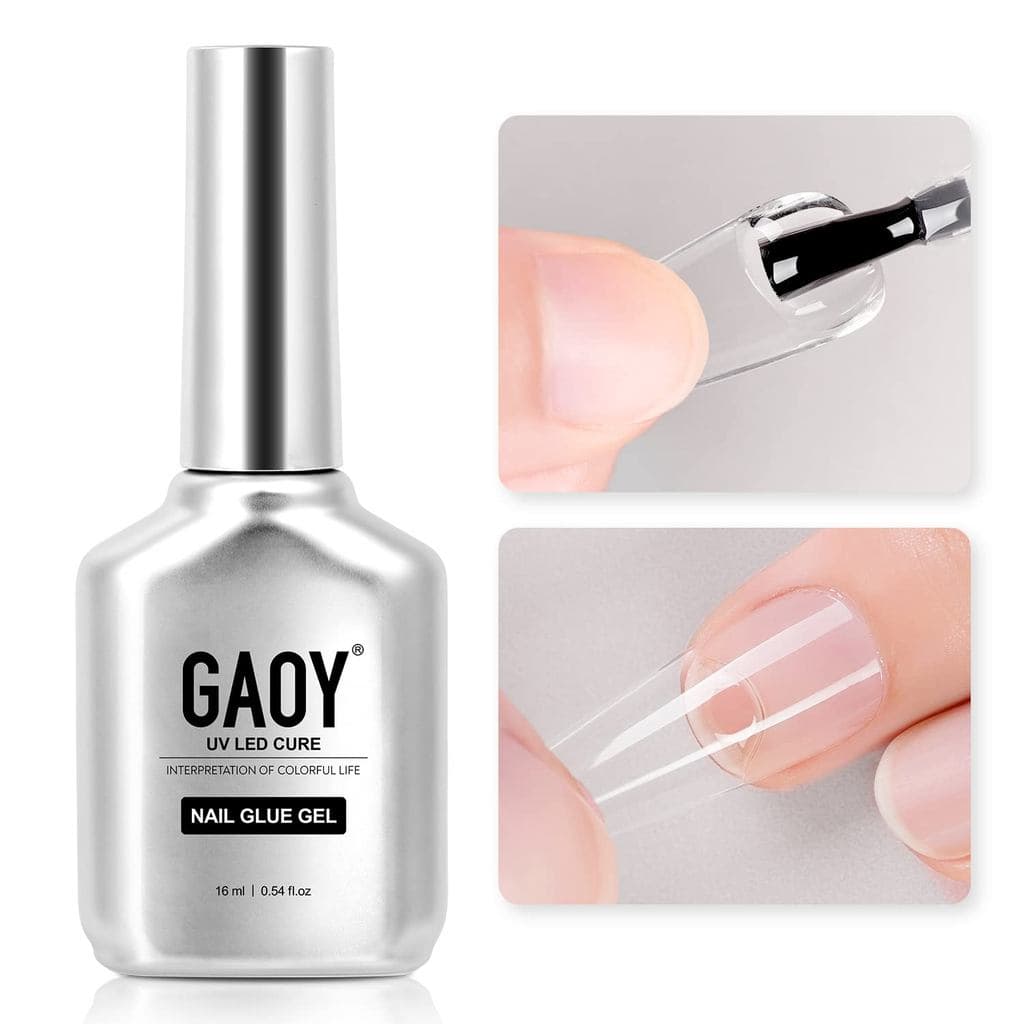 Cola em Gel GAOY para Unhas Acrílicas, 16ml, Gel Transparente para Unhas Postiças de Longa Duração, Cura com Luz UV, DIY