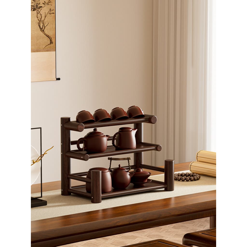 Suporte de copo de chá Desktop pequeno Bogu rack estilo chinês rack de armazenamento de copo de chá suporte de copo de m