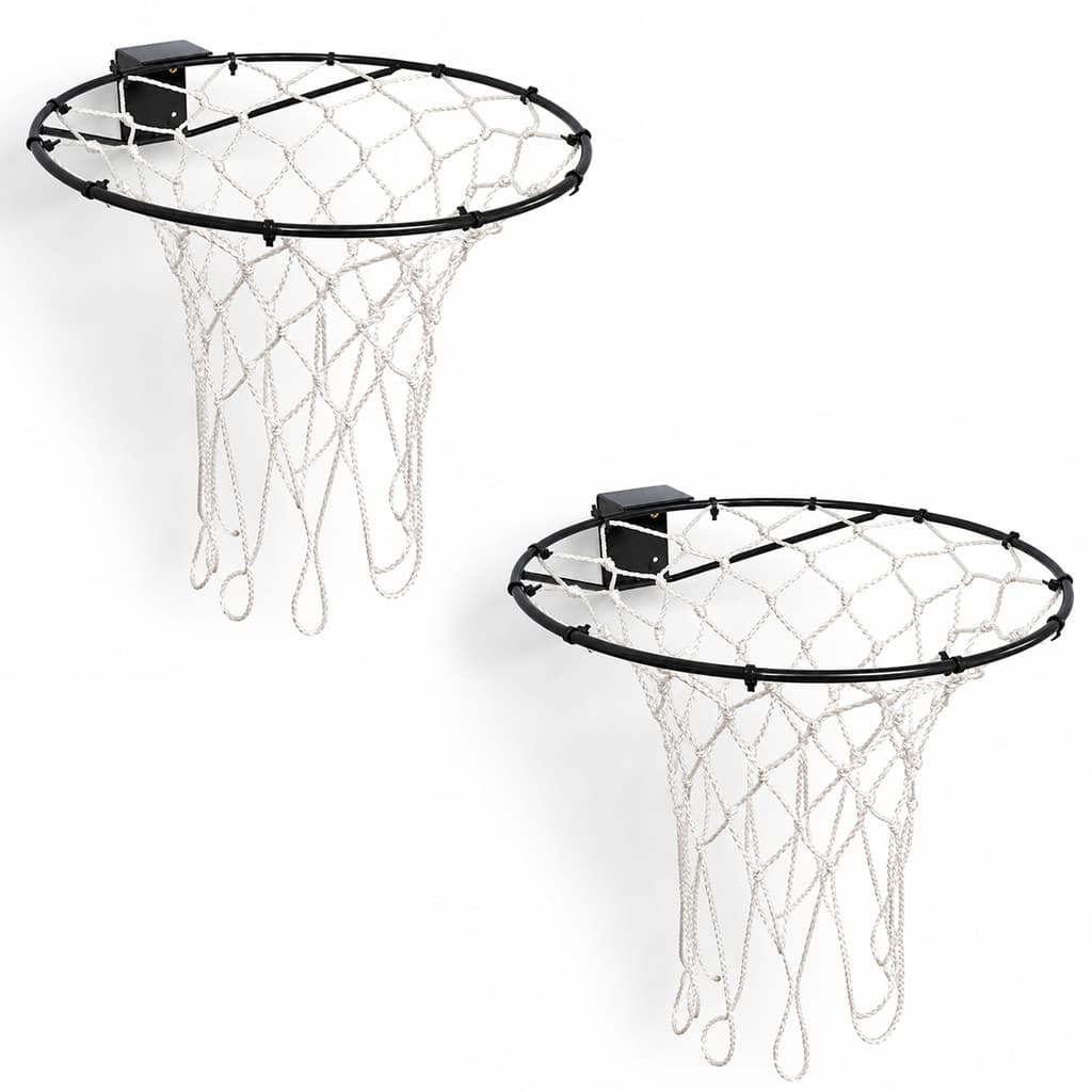 Kit 02 Aro Cesta Basquete Aço + Rede Chua Para Bola Oficial + Parafusos e Buchas