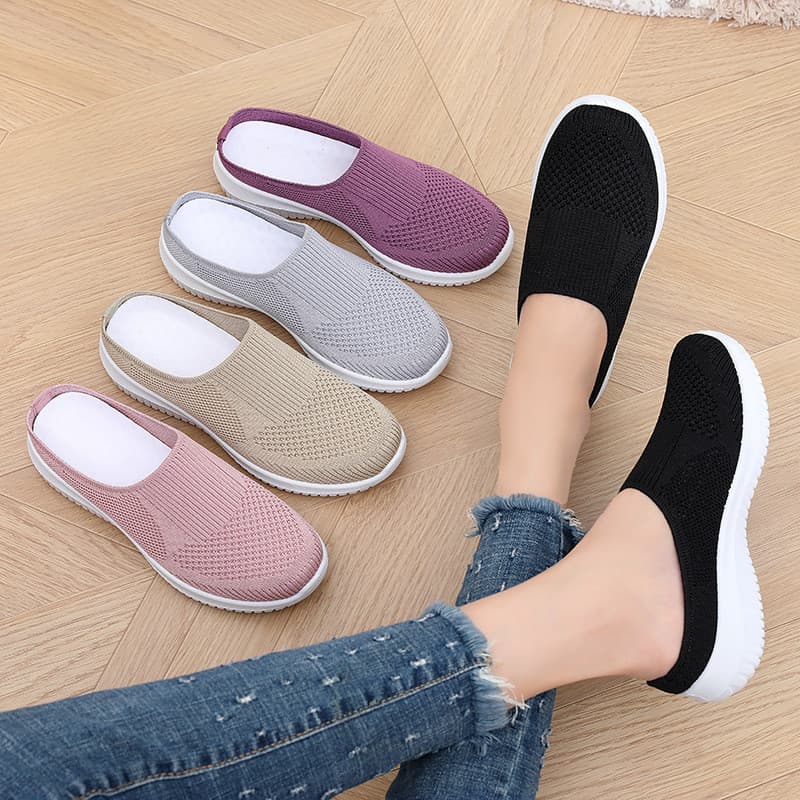 Sapatos De Pano Para Mulheres , Tamanho Grande , Únicos Femininos Casuais , Meias Chinelos Com Sola Macia De Meia-Idade