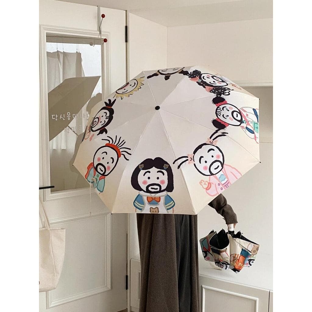 Senhoras japonesas guarda-sol guarda-chuva engraçado bonito guarda-sol automático chuva ou chuva dupla utilização protet