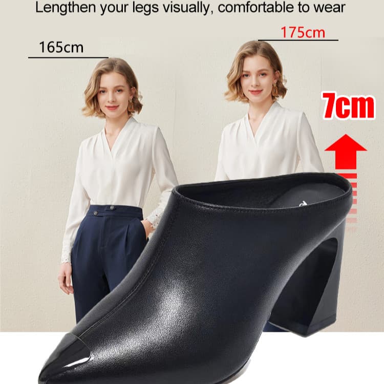 【Estilo Elegante】Mule Feminino Bico Fino Salto Grosso Aberto Atrás/Calçado Feminino/Para Trabalho/Verão