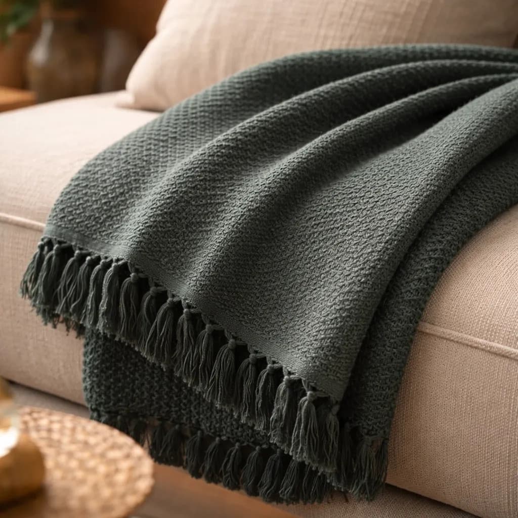Manta Decorativa Sofá Verde 1,2x3,0 Grande Luxo 100% Algodão