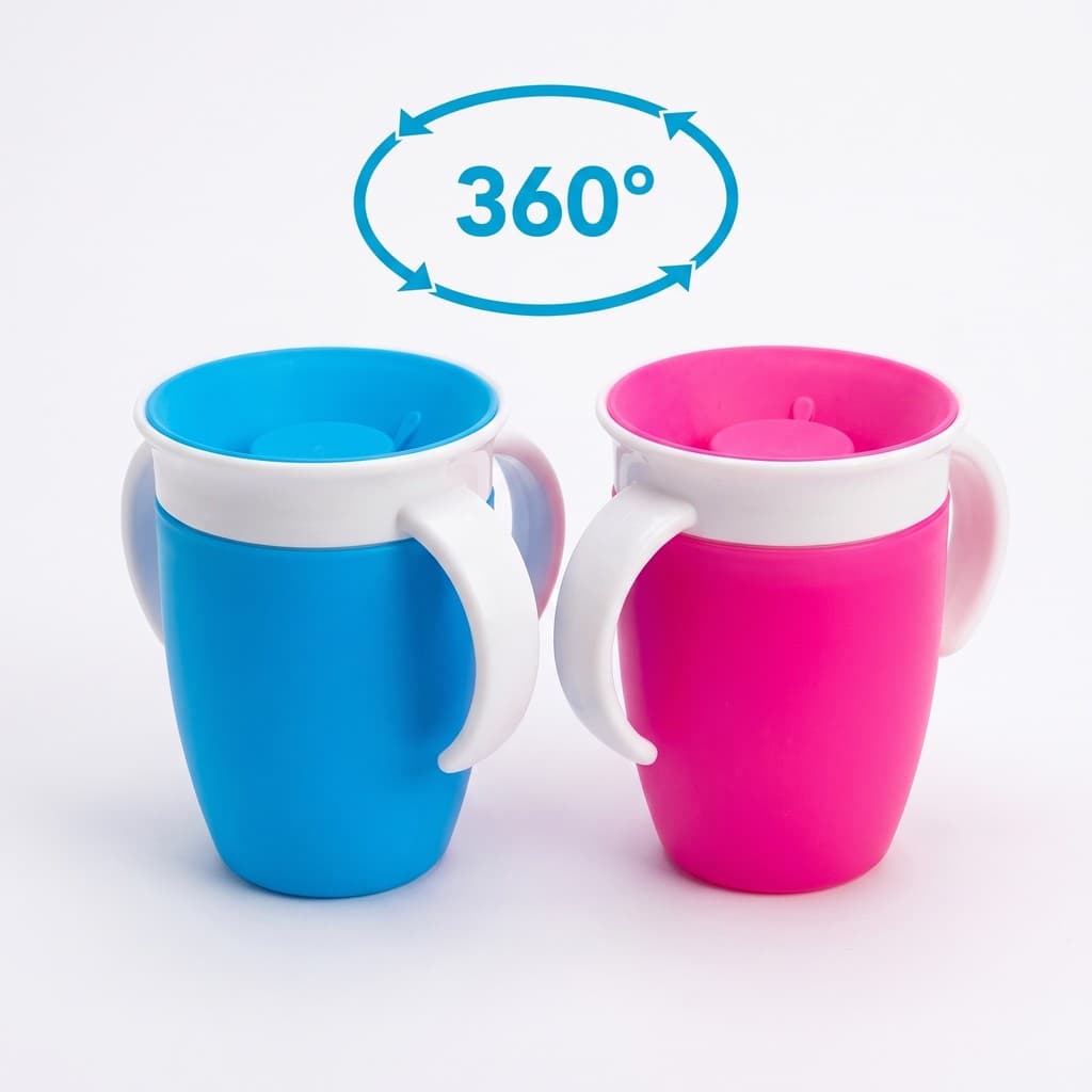 Copo 360° Infantil Antivazamento com Alças – Copo de Treinamento e Transição para Bebê