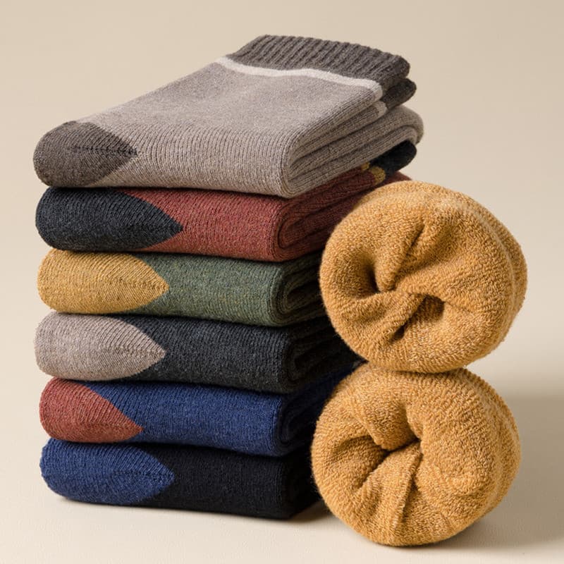Meias masculinas estilo japonês com bloqueio de lã e cano médio com bloqueio de cores outono inverno quente F