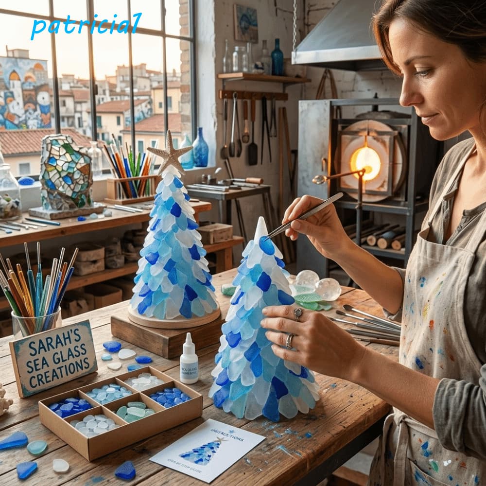 PATRICIA1 Árvore De Vidro Do Mar , Kit De Artesanato De Natal DIY Feito À Mão Multicolorido , Com Estrela