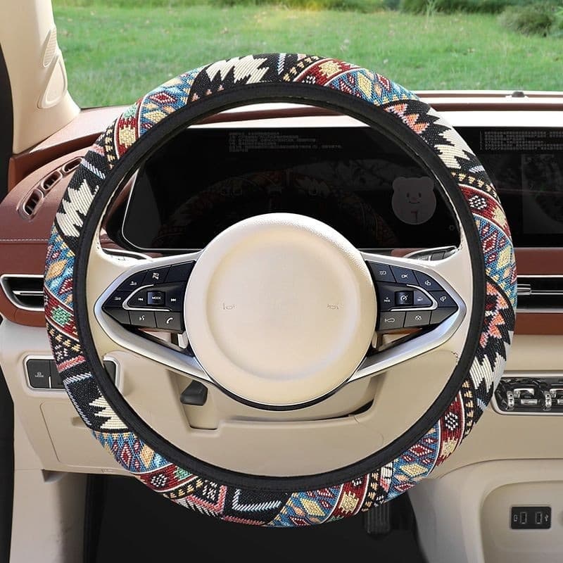 Novo estilo sem anel interno estilo étnico carro Universal capa de volante redondo em forma de D diâmetro externo|CM Uni