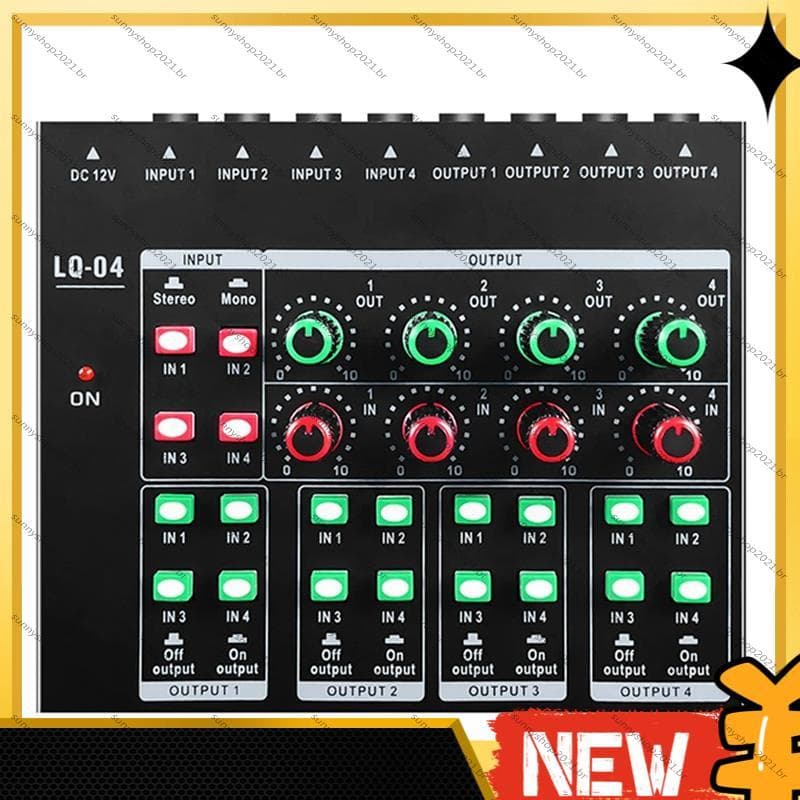 [Best sell S]-LQ04 Mixer De 4 Canais Amplificador De Fone De Ouvido Interface De Gravação De Placa De Som Com Dj Áudio P