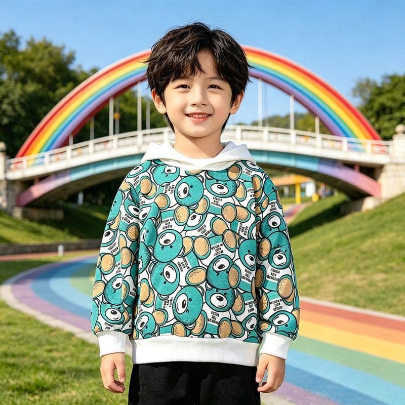 Bedoha moletom com capuz infantil urso primavera outono pulôver de manga comprida meninos meninas Casual estampado fofo