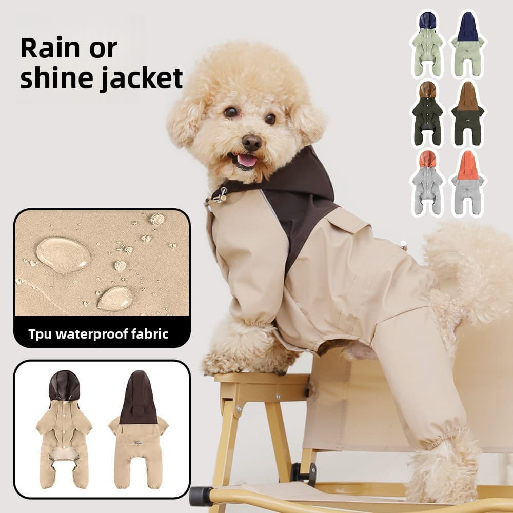 Capa de Chuva para Cães Pequenos, Design de 4 Patas, Impermeável e à Prova de Poeira, Proteção contra Chuva e Sol