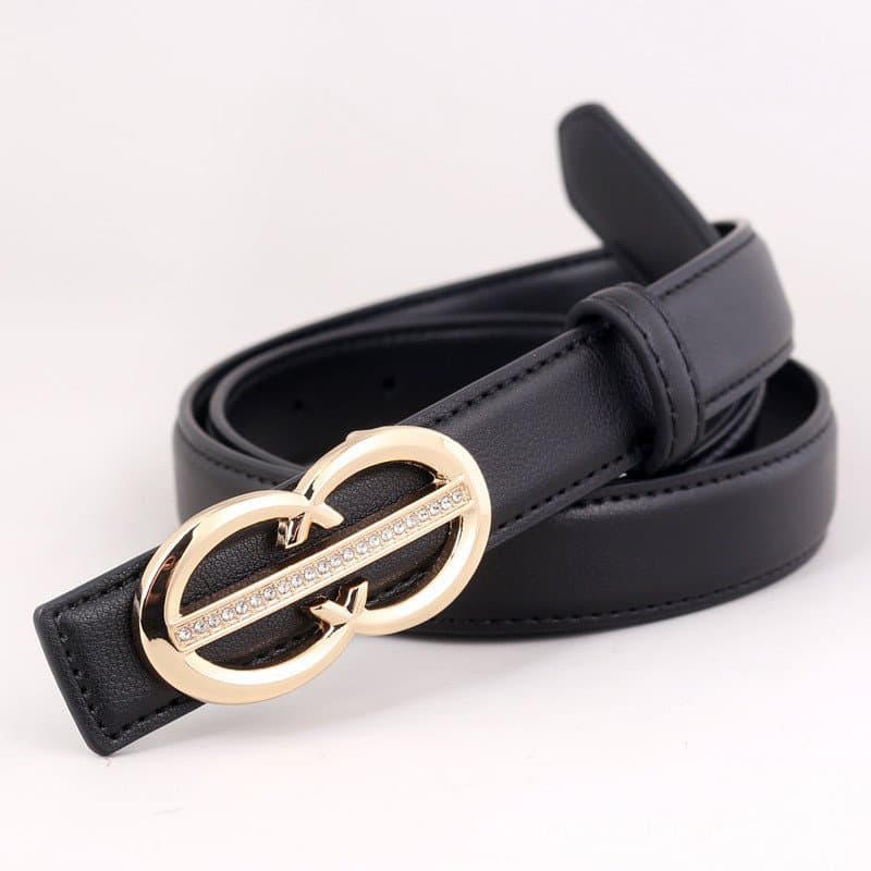 Novo cinto feminino de couro, elegante e versátil, com fivela de pressão, adequado para combinar com calças e jeans.