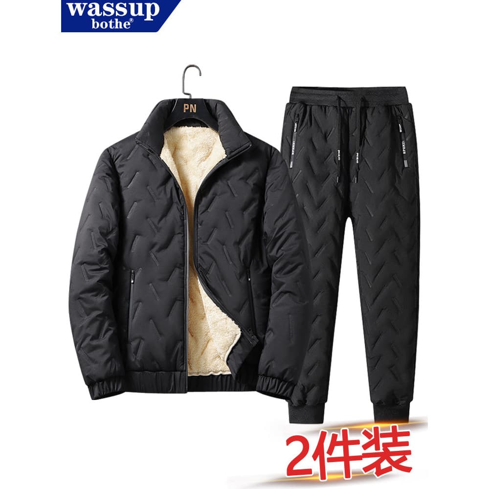 WASSUP Jaqueta acolchoada forro de lã terno masculino jaqueta acolchoada de lã de cordeiro inverno espessada Casual à pr