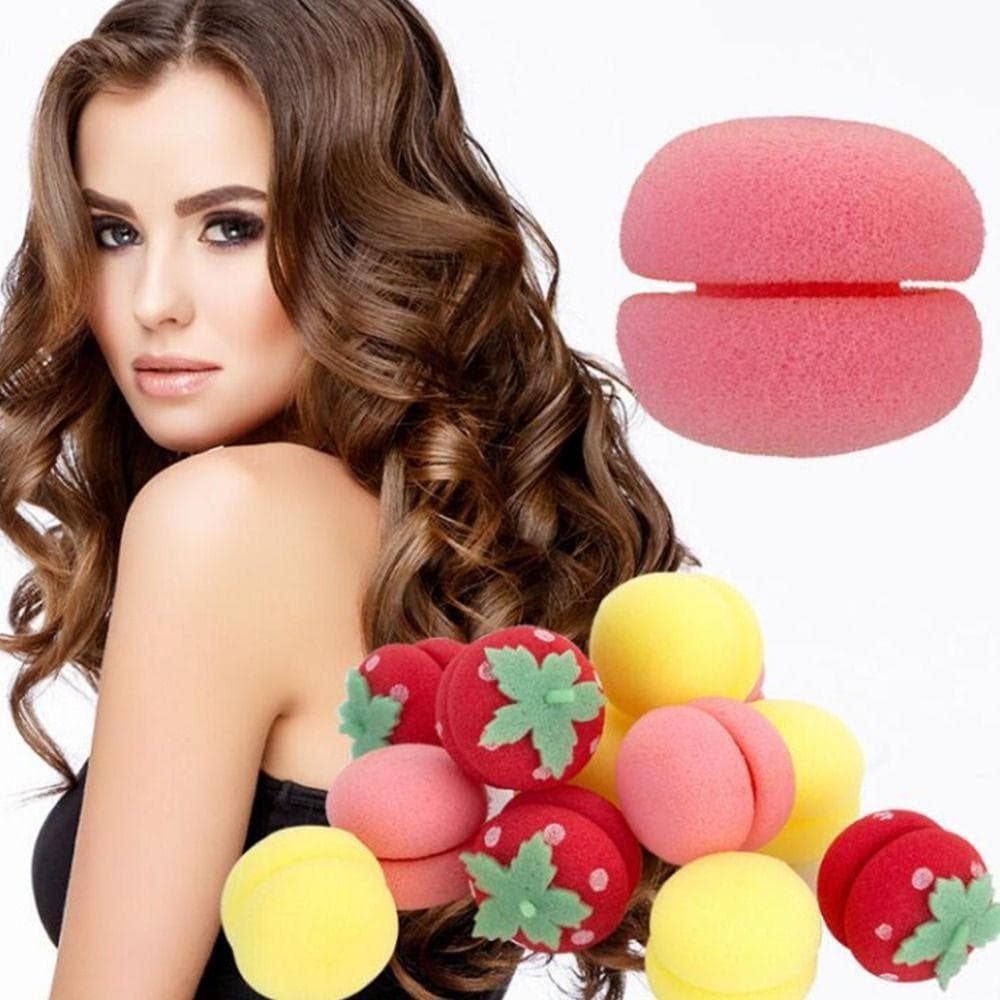 6 Peças De Esponja Rolos Modeladores De Cabelo DIY Cachos Longos Macios Morango