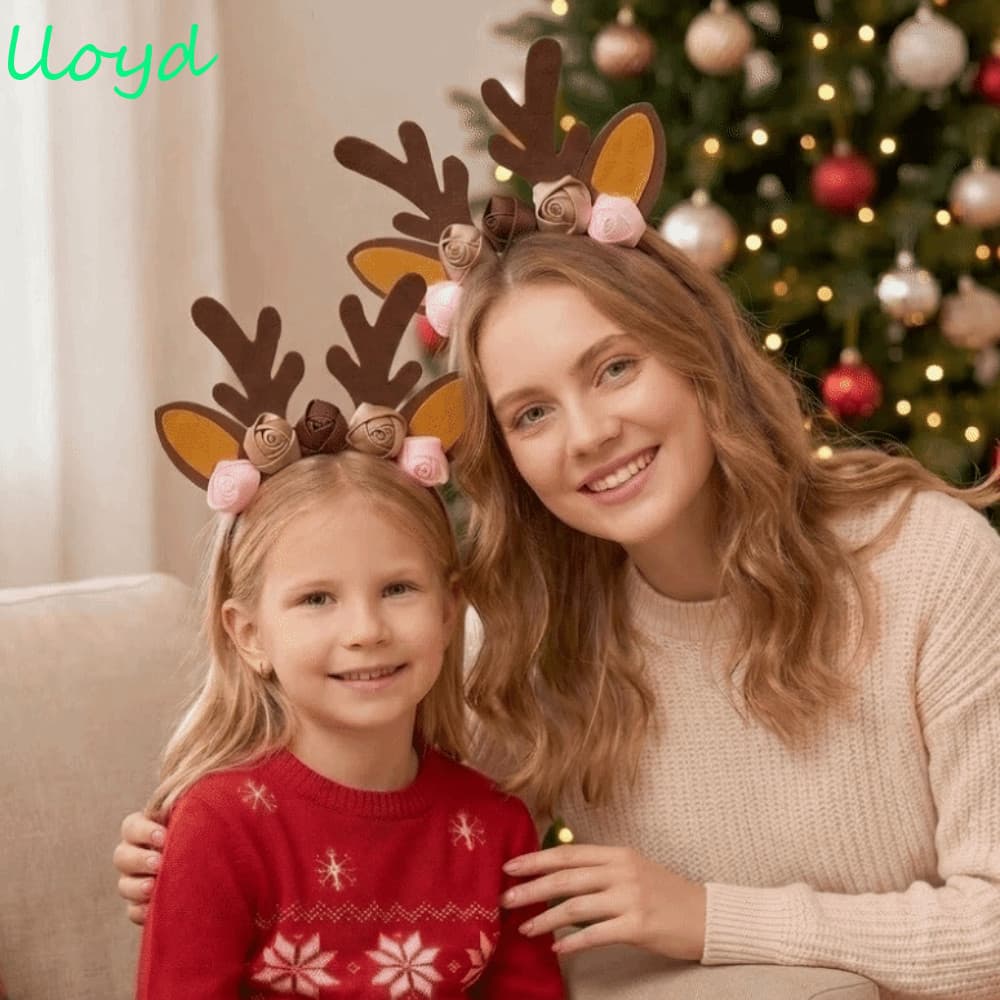 Conjunto De Fantasia De Alce LLOYD , Faixa De Cabeça De Natal Com Flor De Gravata Borboleta , Acessórios De Cabelo De Ch