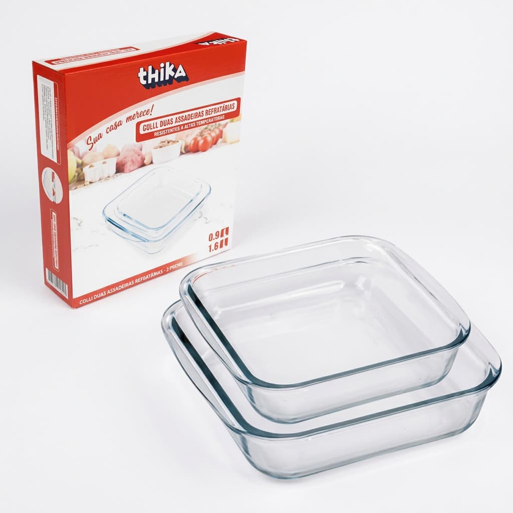 🔥 KIT 2 Assadeiras Vidro Refratário Retangular Forno + BRINDE! 🎁 Promoção