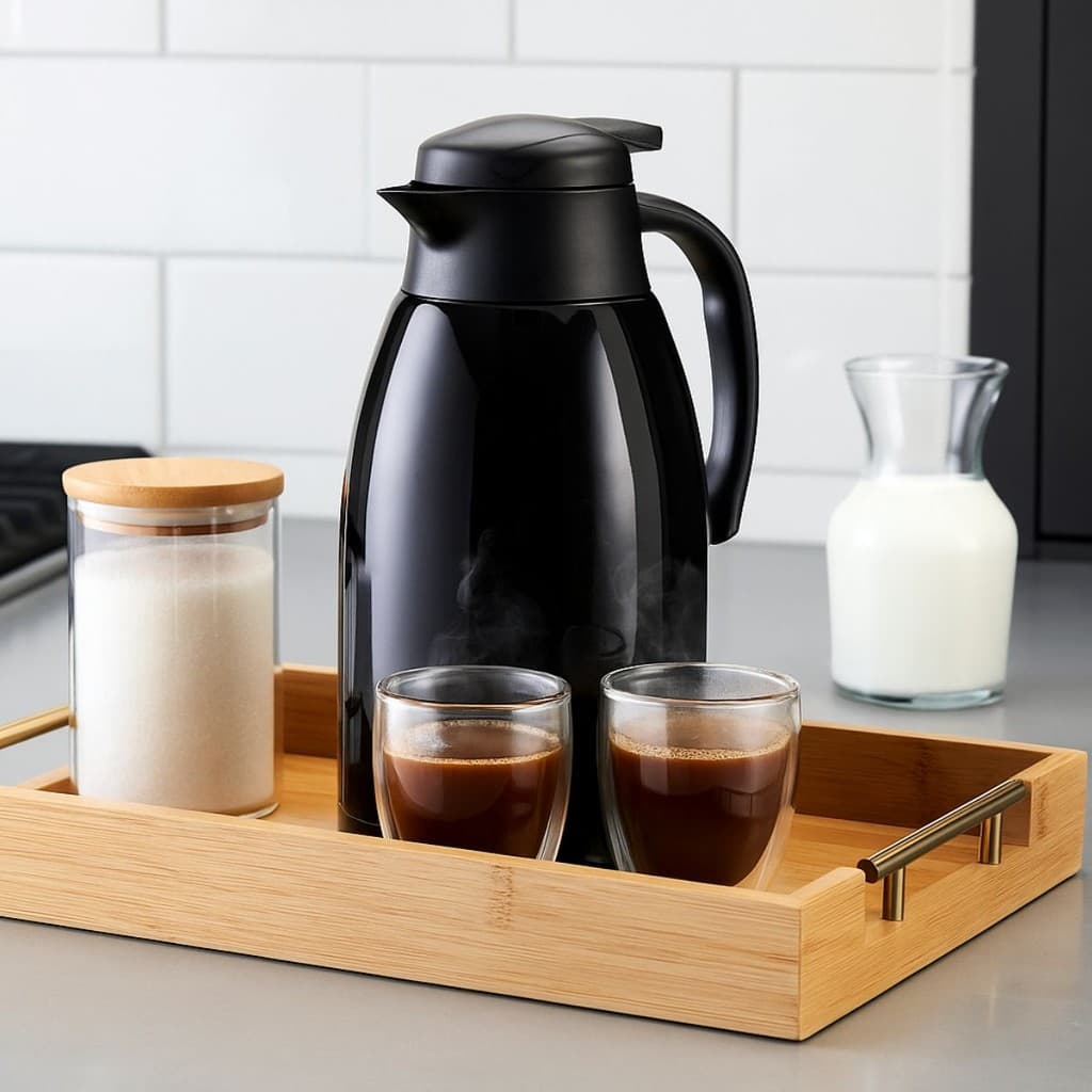 Bandeja de Bambu 35x25cm Retangular com Alças Douradas Sofisticada Para Servir Café e Chá