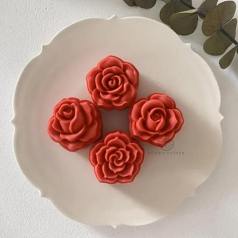 4 Peças/Kit Molde de Biscoito Cerejeira Rosa, Ferramenta Êmbolo de Pressão Manual para Confeitaria