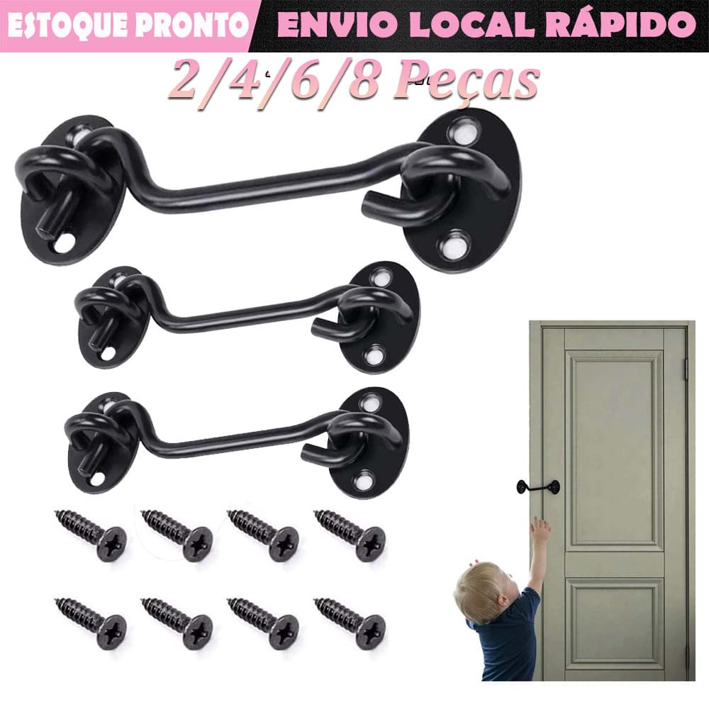 2/4/6/8Peças Fecho de gancho e olhal para porta  fechaduras de porta de celeiro aço inoxidável ganchos de portão