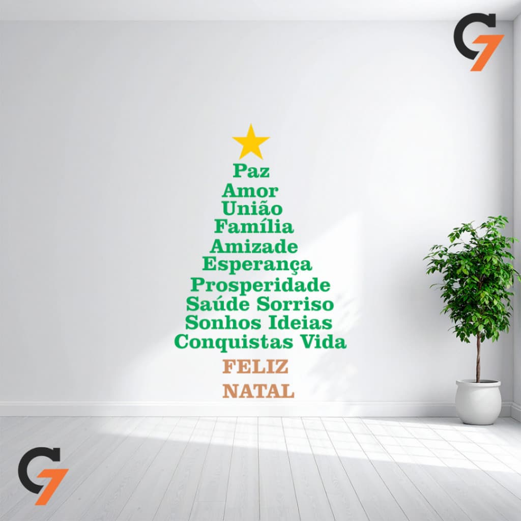 Adesivo de Parede Para Casa Vitrine Arvore Natalina Palavras Positivas Autocolante Lavavel