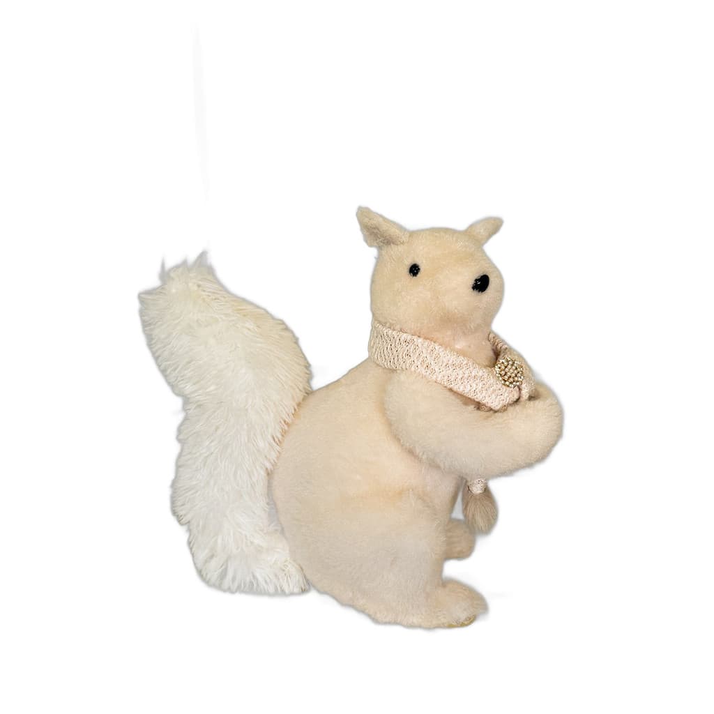 Esquilo Branco Com Broche De Luxo - 43cm - Tokdacasa