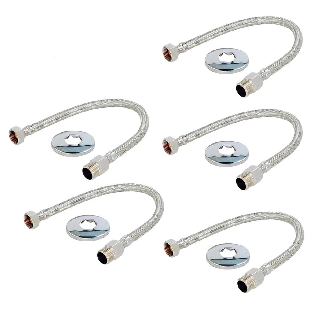 Engate Mangueira Flexivel Trançado Aço Inox 40cm Kit 5pçs