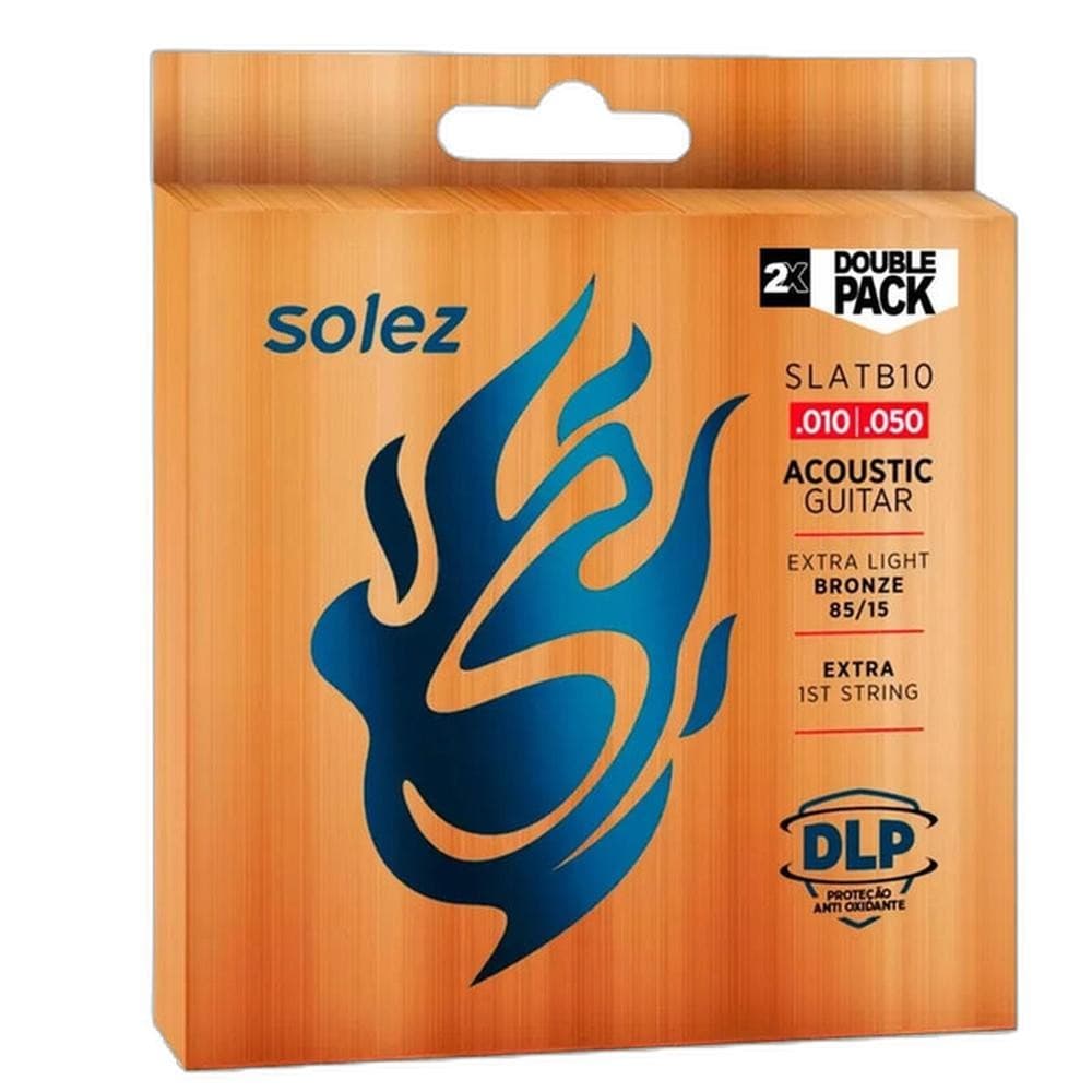 ENCORDOAMENTO SOLEZ VIOLÃO DE AÇO SLATB10 PACK C/ 2 JOGOS 85/15 010