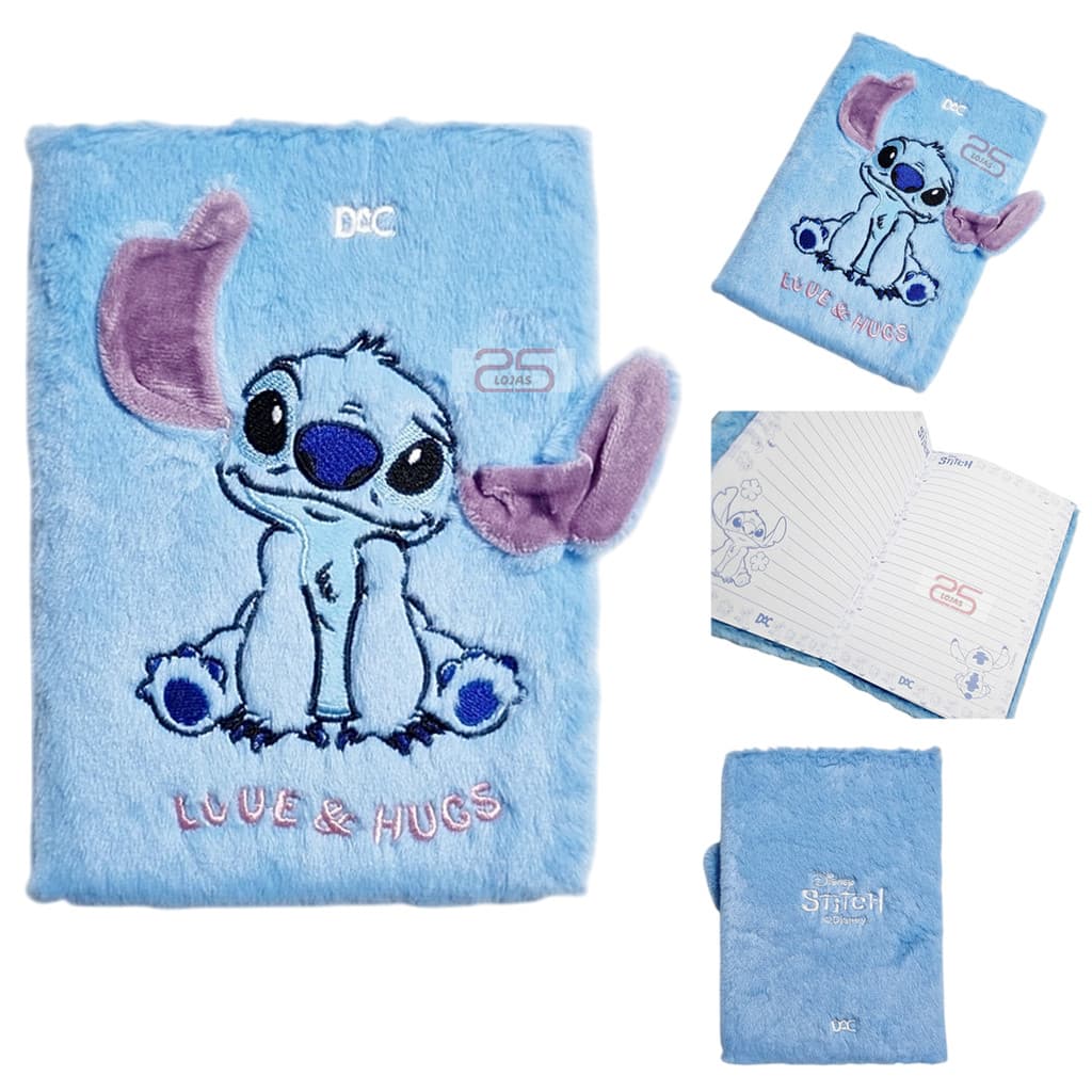 Caderno Stitch Dac Pelúcia 1/4 Disney 80Fls Decoradas 4787