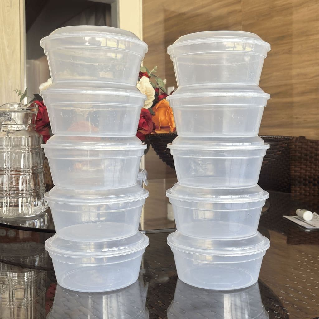 Kit 10 Potes Redondos Transparentes 1 Litro - Organização Perfeita para sua Geladeira, Freezer