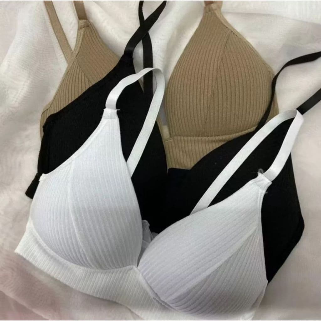 Kit 3 Sutiãs Bojo Soft Sem Aro em Malha Canelada – Conforto e Estilo no Seu Dia a Dia