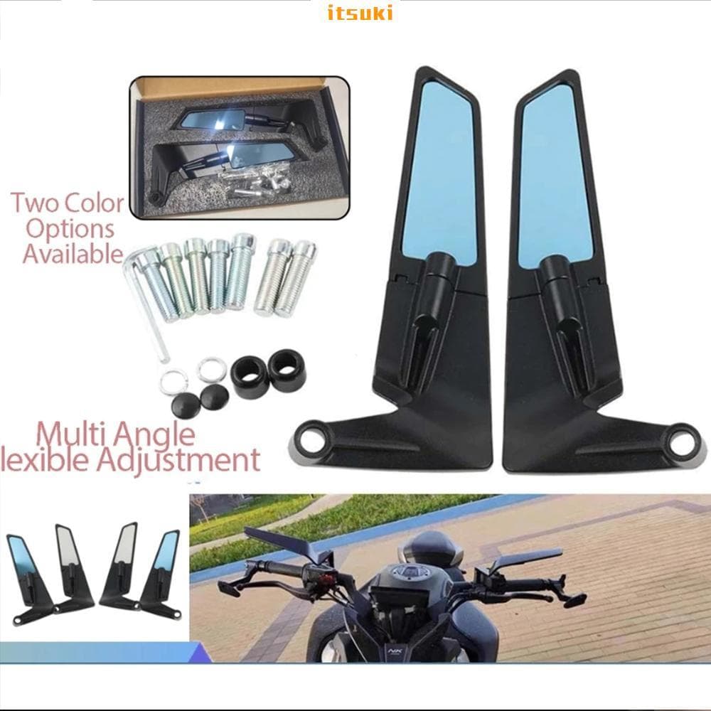 Espelho Retrovisor Universal Para Motocicleta-Asa De Vento Fixa Com Design Giratório