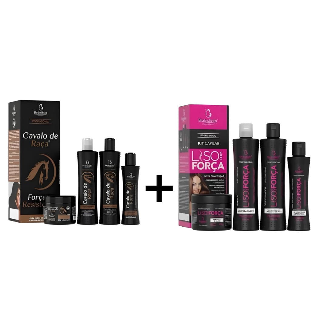 Kit Capilar Cavalo de Raça + Kit Capilar Liso com Força Máscara de Crescimento Tratamento Capilar