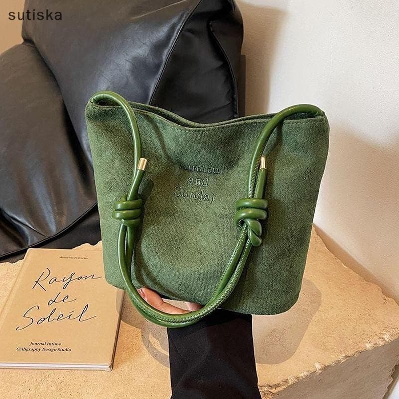 sutiska Bolsa Tote Feminina De Camurça , Balde Elegante De Um Ombro Diagonal Cruzada BR