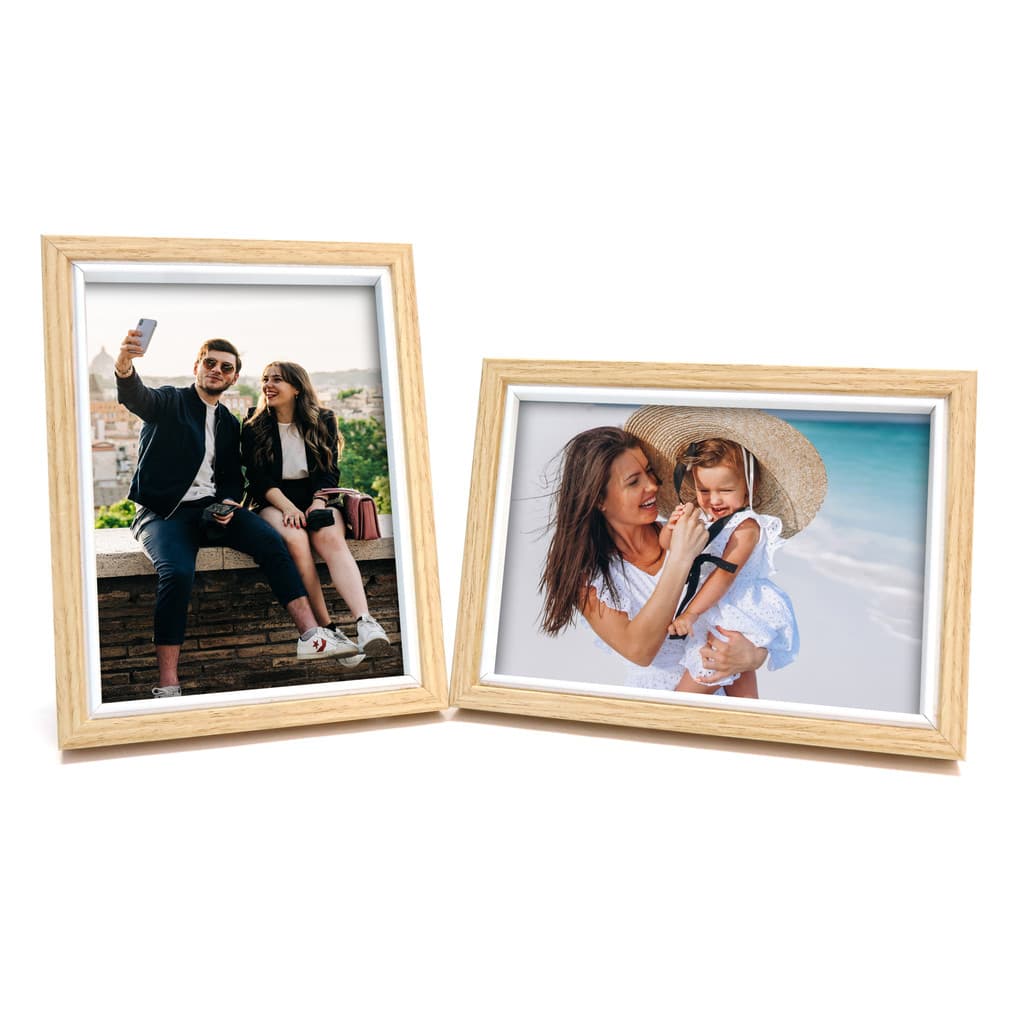 Kit 2 Porta Retratos 13x18 Madeira Moldura Dupla Branca