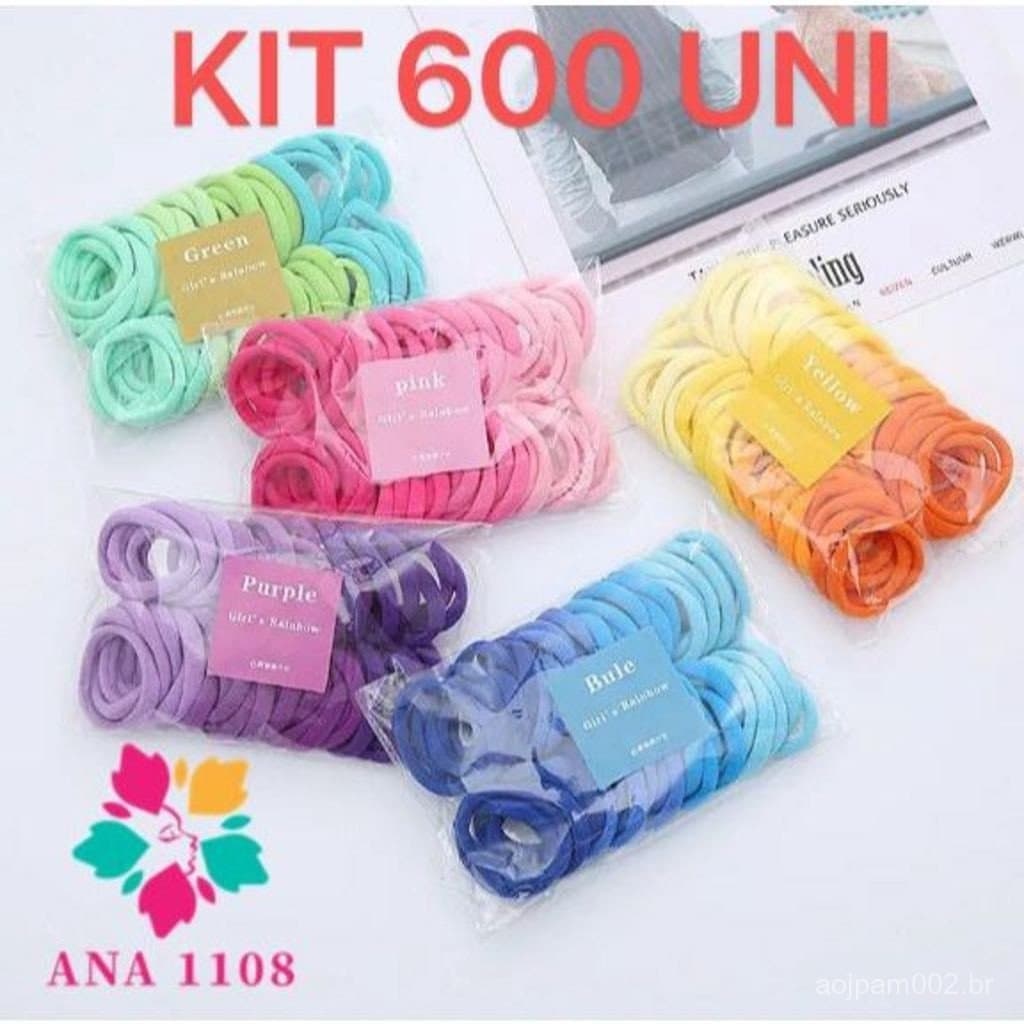 ANA1108 KIT 600 Unidades Xuxinha Elástico de Cabelo Xuxinha Criança Adulto Rabicó-Grande