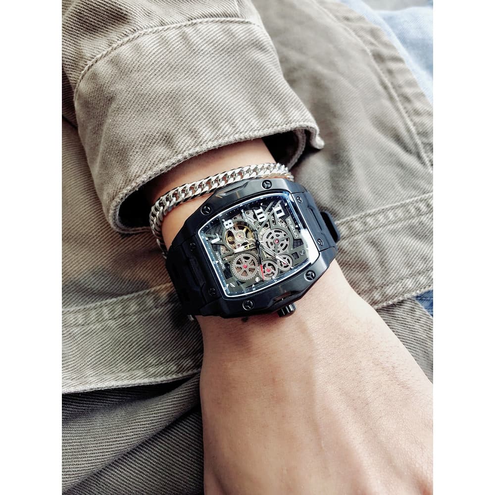 2025 novo estilo genuíno novo conceito oco relógio mecânico automático masculino na moda única moda à prova dwaterproof