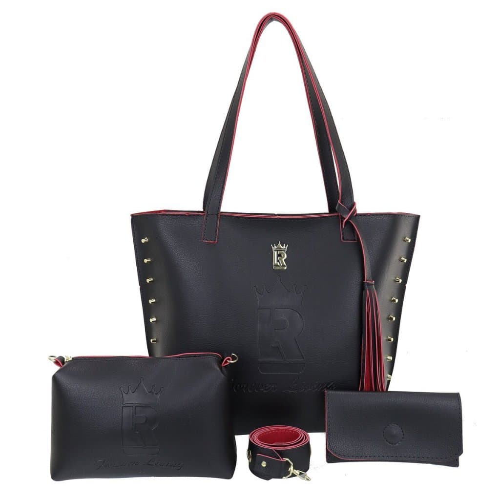 KIT BOLSA FEMININA GRANDE 03 PEÇAS OMBRO, BLOGUEIRA+CARTEIRA+NECESSAIRE LUXO, LR16