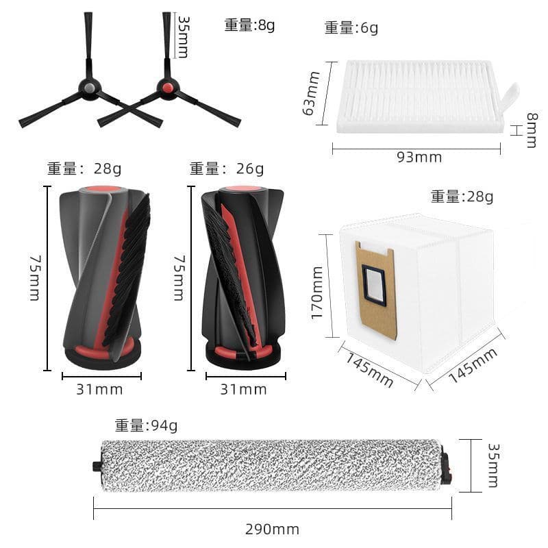 Qyfz adaptar-se ao Eufy varrendo acessórios do robô c28/c28 Omini rolo principal escova lateral filtro malha pano saco d