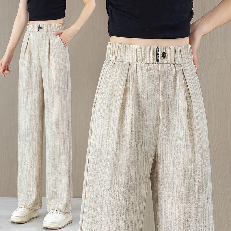 [2026 Novo estilo] Calça feminina solta com pernas largas, cintura alta, perna reta, aparência mais fina, tamanho grande