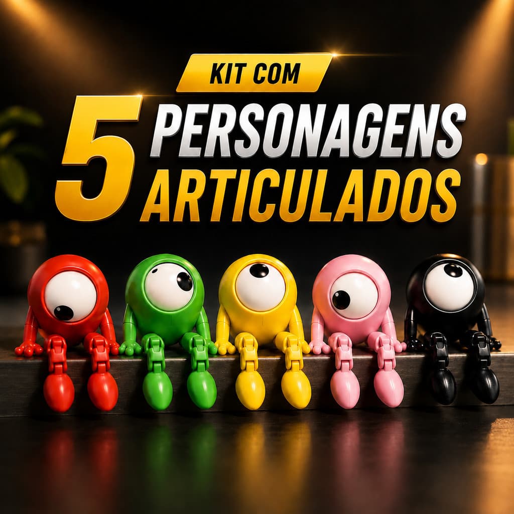 Kit 5 Personagens Articulados Decorativos | Bonecos Flexíveis Coloridos | Enfeite para Mesa, Carro e Decoração